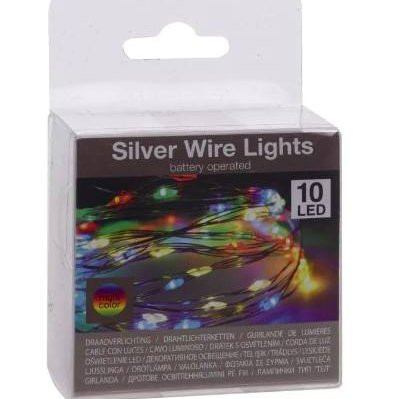 Multicolor ezüst drótkábeles, 10 ledes fényfüzér